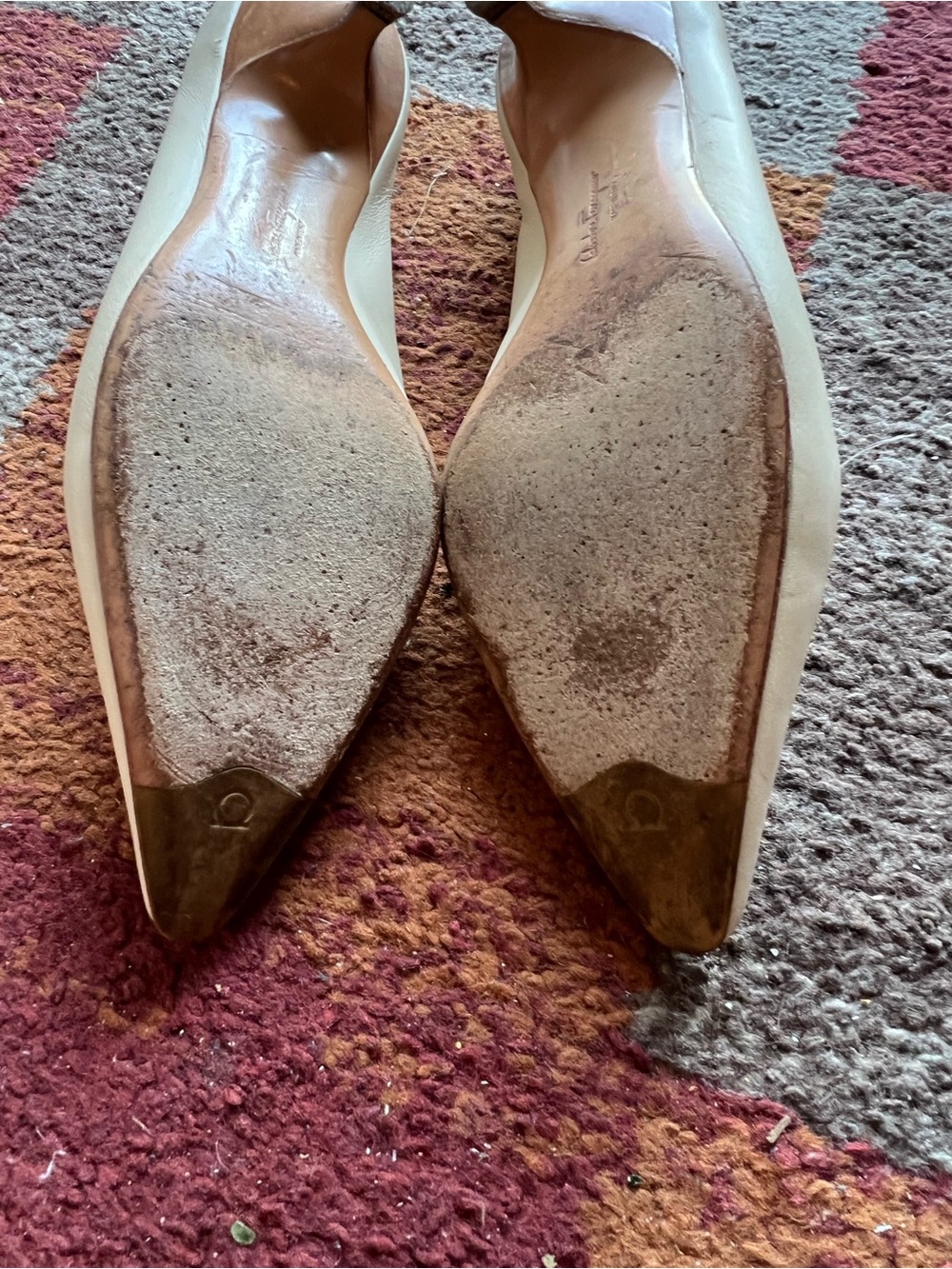 Salvatore Ferragamo Brown Pointed Toe Leather Loafers with Gold Accent - Picture 6 of 13